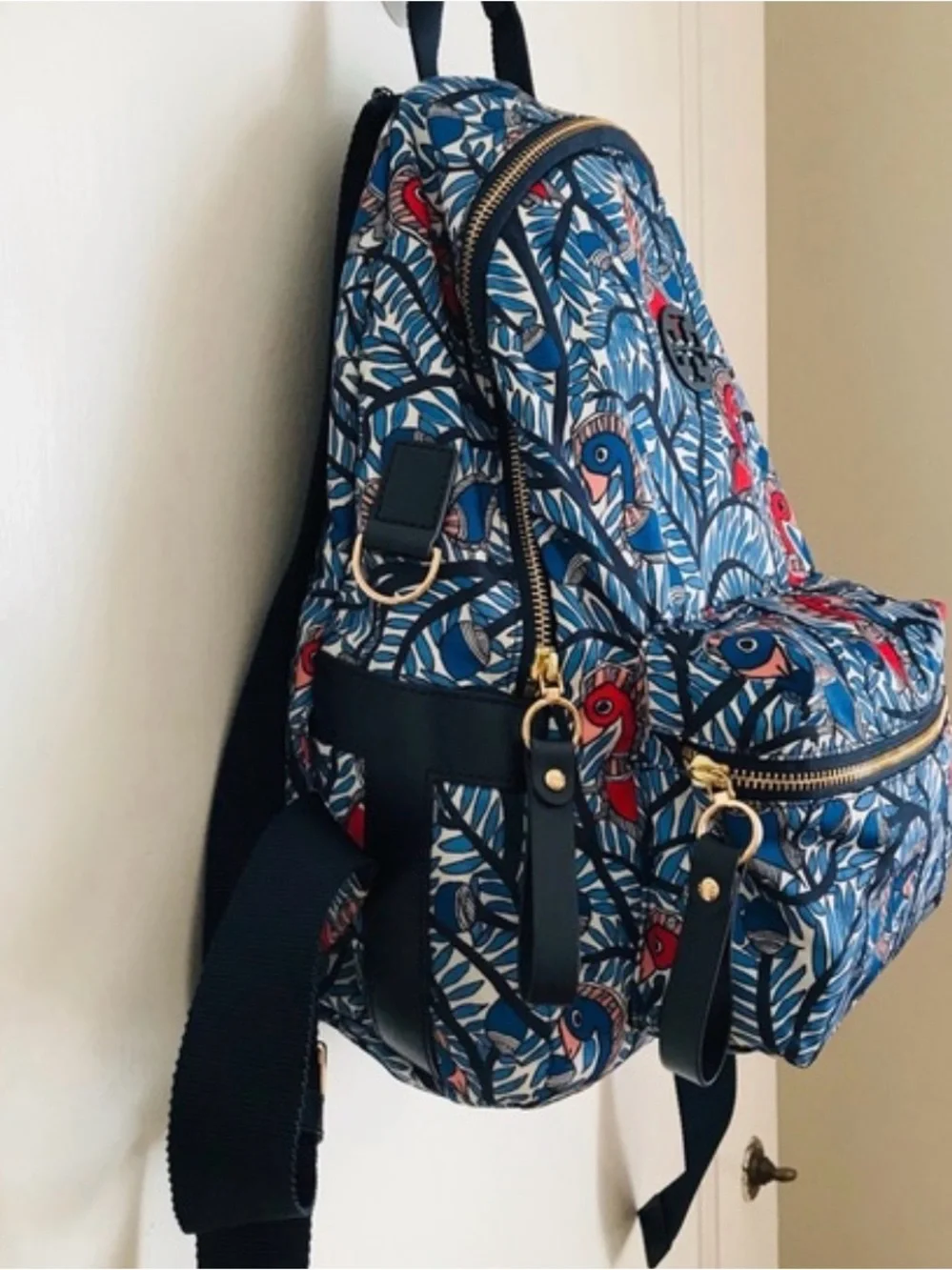 Tory Burch Parrot Print Mini Backpack - Blue & Red